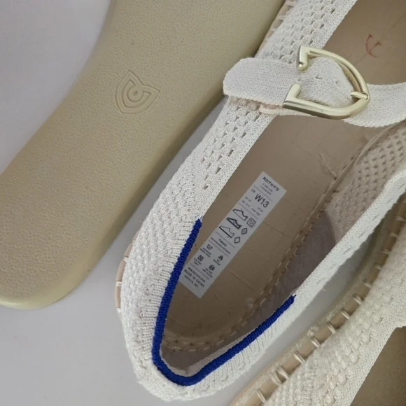 NWOT Rothy's The Espadrille Mary Jane in Jasmine Cream Ivory Flat Size 13 - Picture 5 of 10
